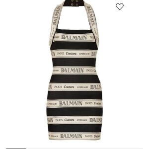 Balmain Striped Black and Cream Mini Dress